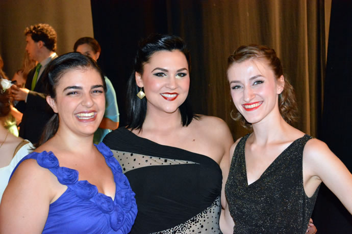 Daniela Camilleri, Alyssa Jackson, and Lauren DeLucia backstage at Teatro Bramante.