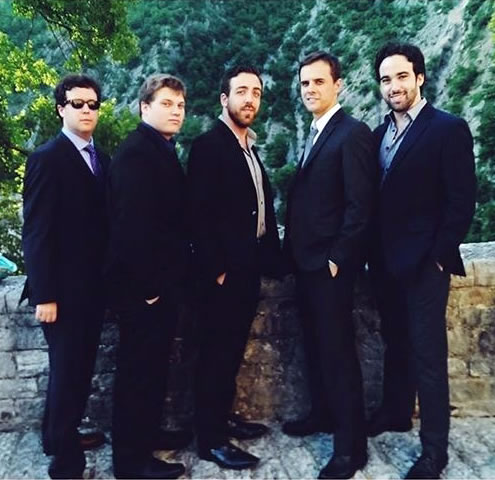 Outside the Castello Brancaleoni, five of our guys strike a very “Godfather” pose: Anthony Baron, Stephen Tzianabos, Matthew Cossack, Steven Humes, and Colin Whiteman.